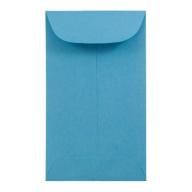 JAM Paper #3 Coin Envelope, 2 1/2" x 4 1/4", Brite Hue Blue Recycled, 50/pack