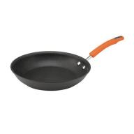 Rachael Ray Hard-Anodized Nonstick 12-1/2-Inch Skillet, Gray with Orange Handle