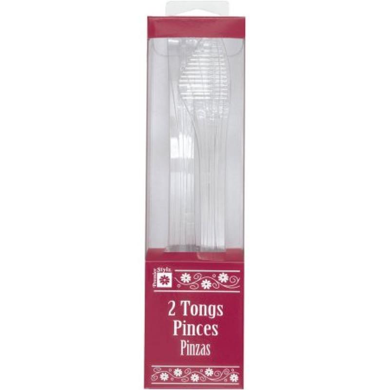 Clear Plastic Serving Tongs, 2ct