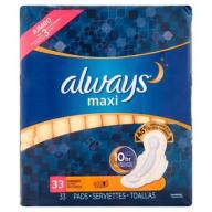 Always Maxi Overnight Flexi-Wings Pads, 33 ct