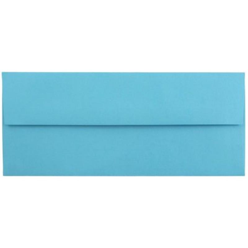 JAM Paper #10 Business Envelope, 4 1/8 x 9 1/2, Brite Hue Blue Recycled, 500/box