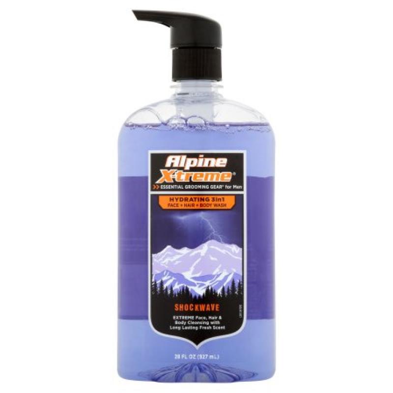 Alpine X-treme Shockwave Hydrating 3in1 Face + Hair + Body Wash, 28 fl oz