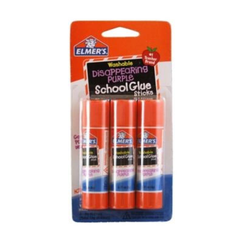 Elmer's Disappearing Purple School Glue Sticks, 0.21 oz Each, 3 Sticks per Pack (E520)