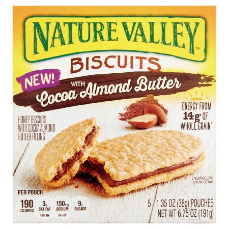 Nature Valley Biscuits with Cocoa Almond Butter, 1.35 oz, 5 pack