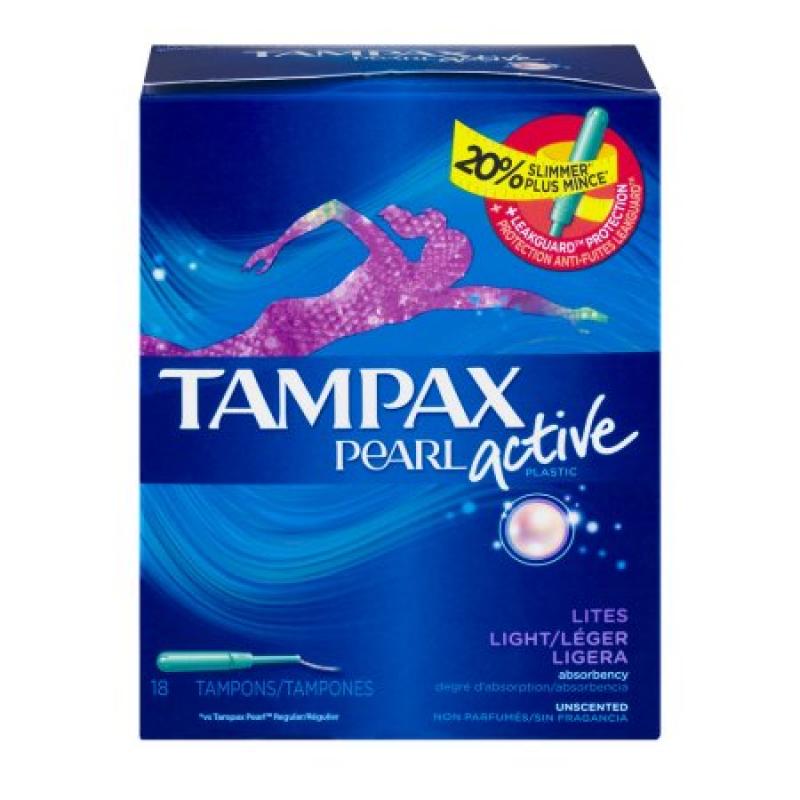 Tampax Pearl Active Light Absorbency Tampons Unscented - 18 CT