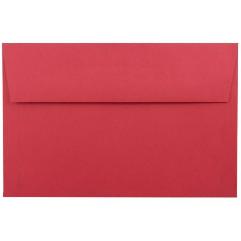 JAM Paper A9 Invitation Envelope, 5 3/4 x 8 3/4, Recycled Paper Envelope, Brite Hue Christmas Red 250/pack