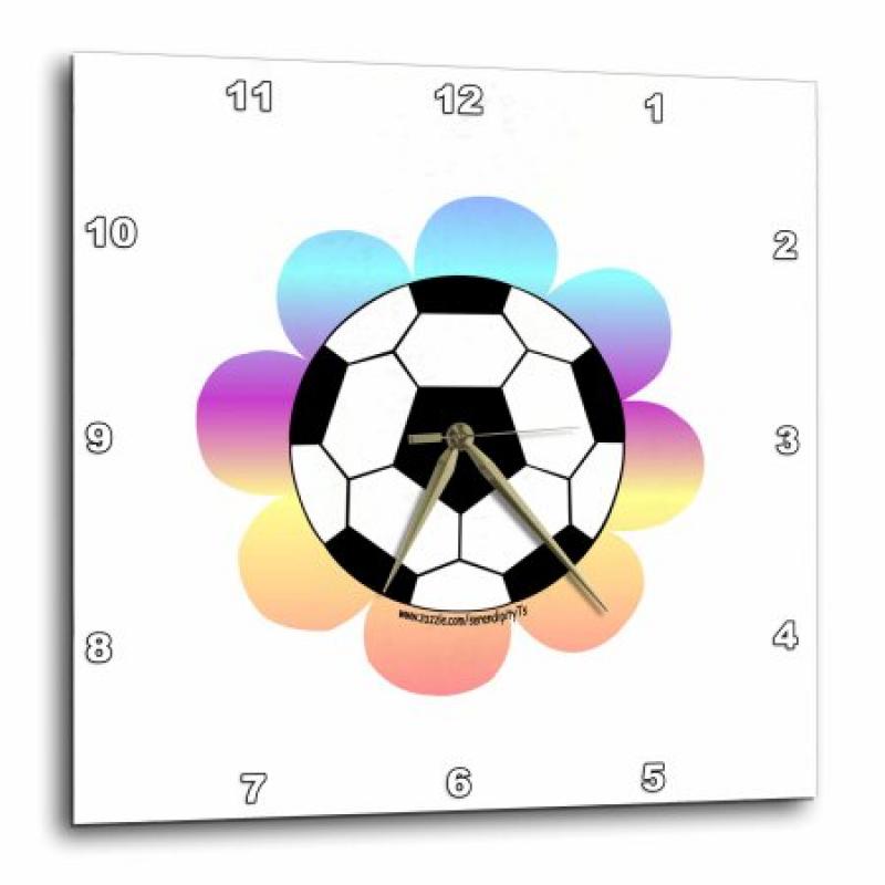 3dRose Soccer Ball Flower, Wall Clock, 10 by 10-inch