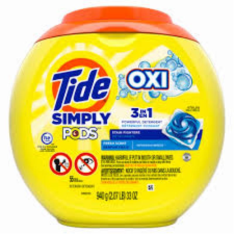 Tide Simply Pods +Oxi Liquid Laundry Detergent Pacs - Refreshing Breeze - 55ct