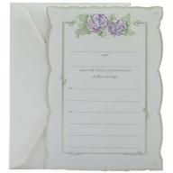 JAM Paper Fill,In Wedding Invitation Set, Purple Rose with Metallic Border, 25/pack