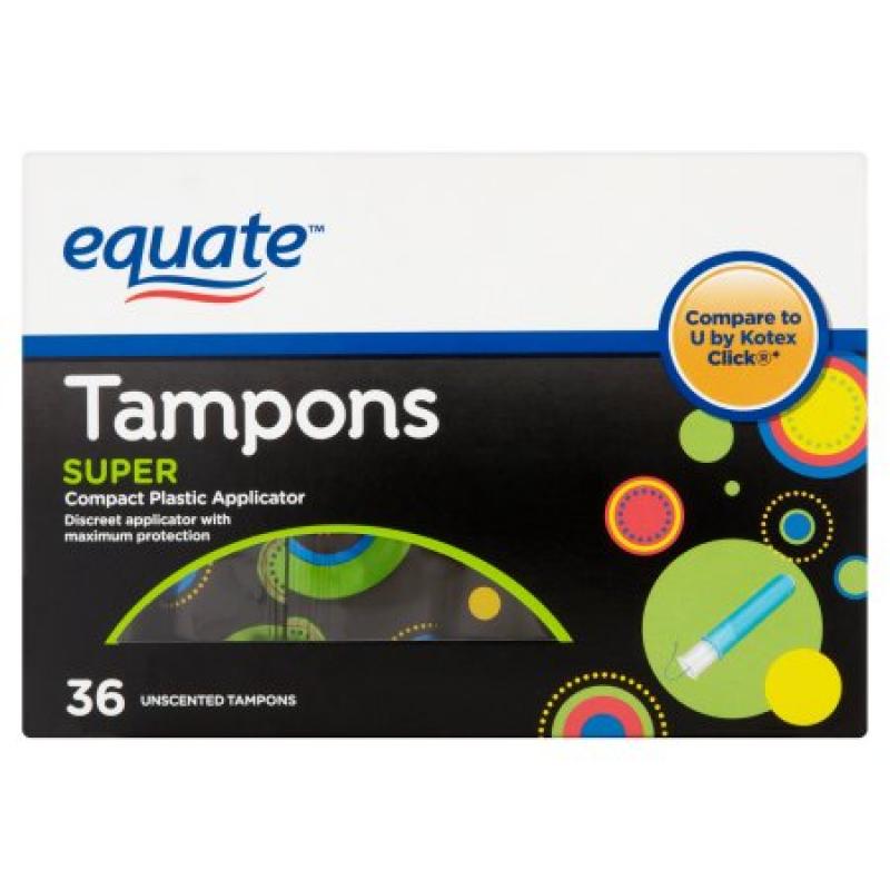 Equate Pure Comfort Super Absorbency Unscented Tampons, 36 count