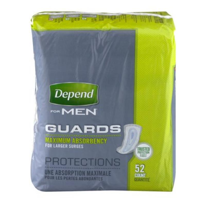 Depend for Men Guards Maximum Absorbency Protections - 52 CT