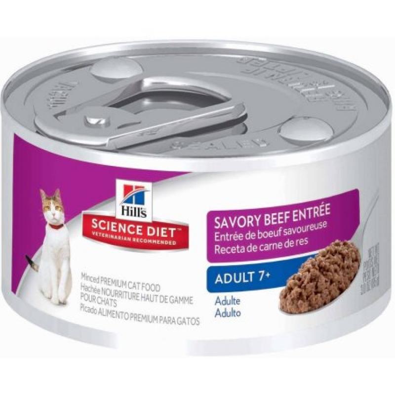 Hill&#039;s Science Diet Adult 7+ Savory Beef Entrée Canned Cat Food, 3 oz, 24-pack