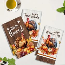 2pcs Thanksgiving Kitchen Towel Set - Pumpkin & Turkey Design, Ultra-Soft Microfiber, Highly Absorbent Dish Cloths for Cooking & Baking Decor, 18x28 Inches