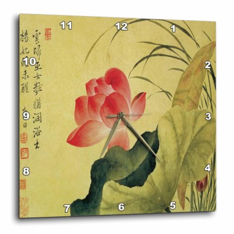 3dRose Lotus Flower by Yun Shouping Japanese Art, Wall Clock, 13 by 13-inch