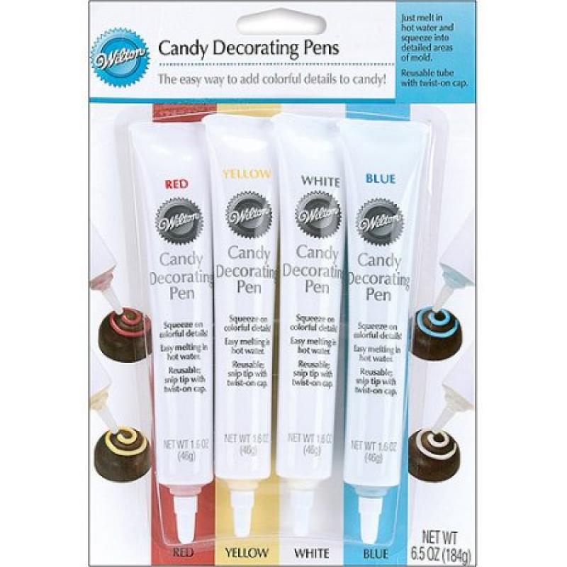 Wilton Candy Decorating Pens, Red, Yellow, White & Blue 1.25 oz., 4 ct. 1914-1285