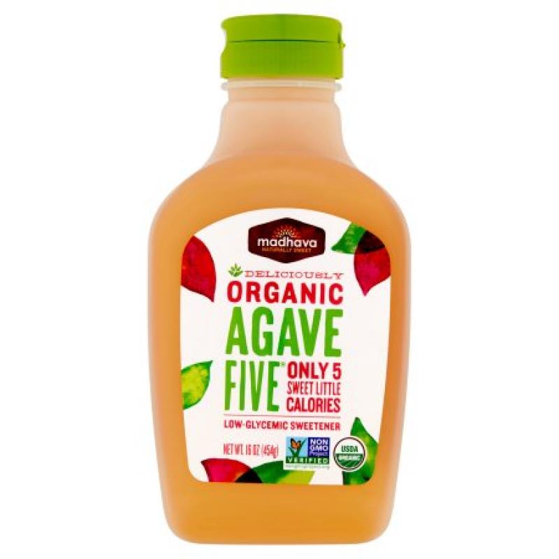Madhava Agave Five Deliciously Organic Low-Glycemic Sweetener 16 oz