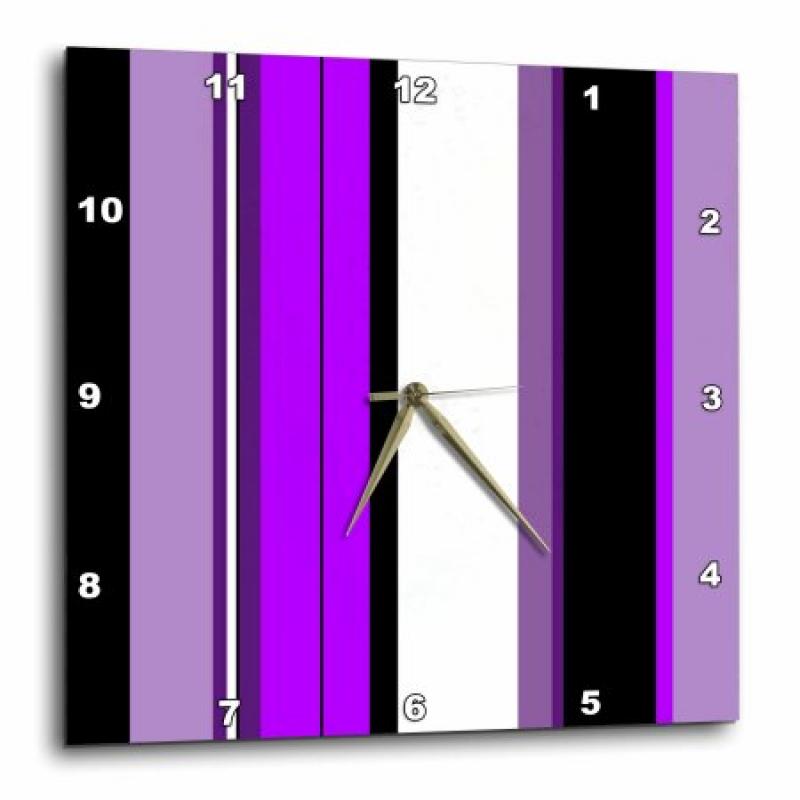 3dRose Purple Stripe, Wall Clock, 13 by 13-inch