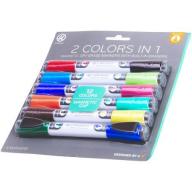 U Brands Low Odor Magnetic Double Ended Dry Erase Markers with Erasers, Bullet Tip, Assorted Colors, 6-Count