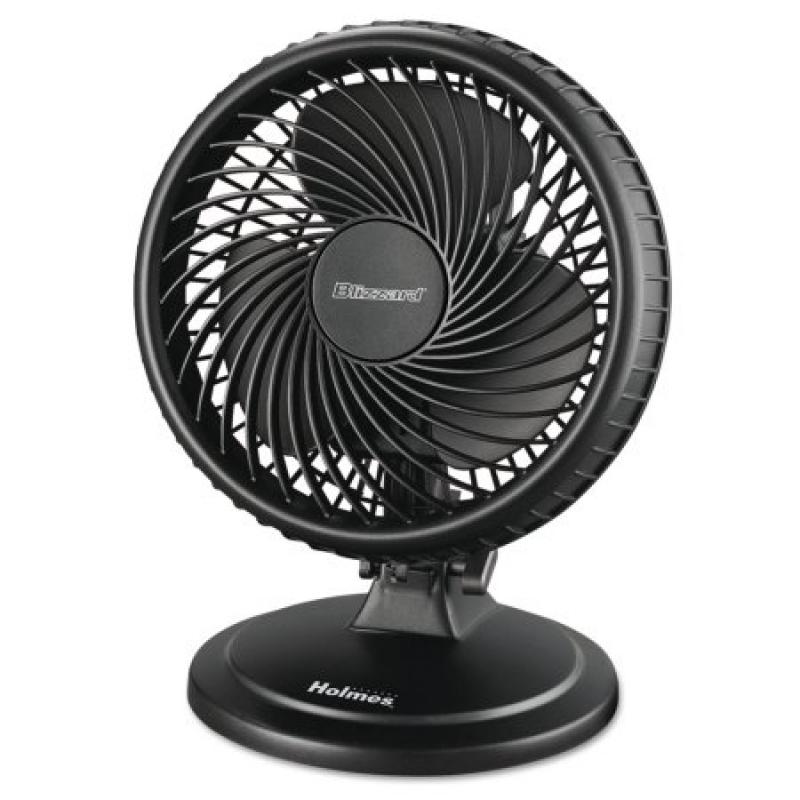 Holmes Lil&#039; Blizzard 7" Two-Speed Oscillating Personal Table Fan, Plastic, Black