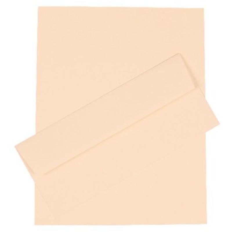 JAM Paper Business Stationery Set, #10 Envelopes, 4 1/8" x 9 1/2", Strathmore Natural White Wove, 100/pack