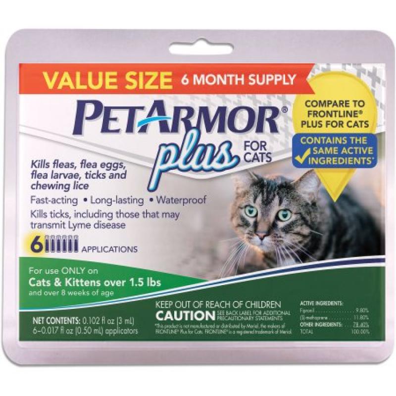PetArmor Plus for Cats, All Sizes, 6-Count