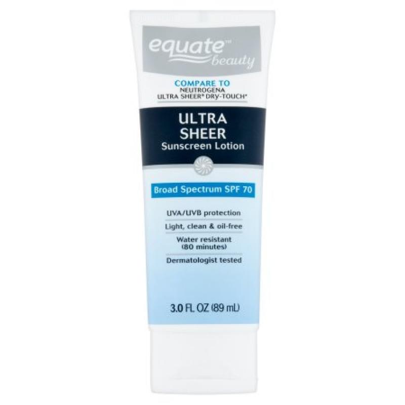 Equate Beauty Ultra Sheer Sunscreen Lotion, SPF 70, 3 fl oz