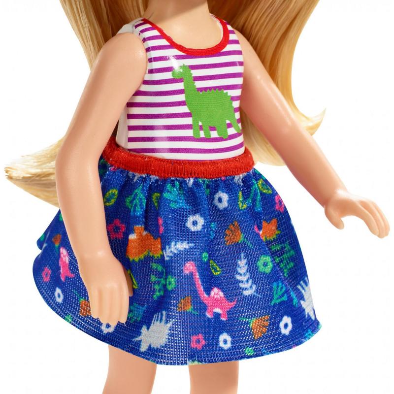 Barbie Club Chelsea Doll, 6-Inch Blonde With Dinosaur-Themed Look