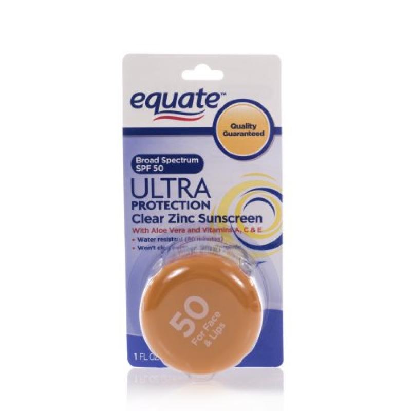 Equate Ultra Protection Sunscreen Clear Zinc Oxide for Face, SPF 50, 1 fl oz