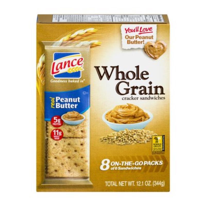 Lance Whole Grain Peanut Butter Cracker Sandwiches On-The-Go Packs - 8 CT