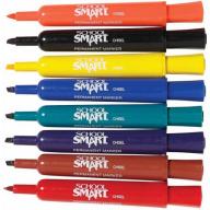 School Smart Permanent Marker Set, Broad Chisel Tip, Assorted Colors, Set of 8