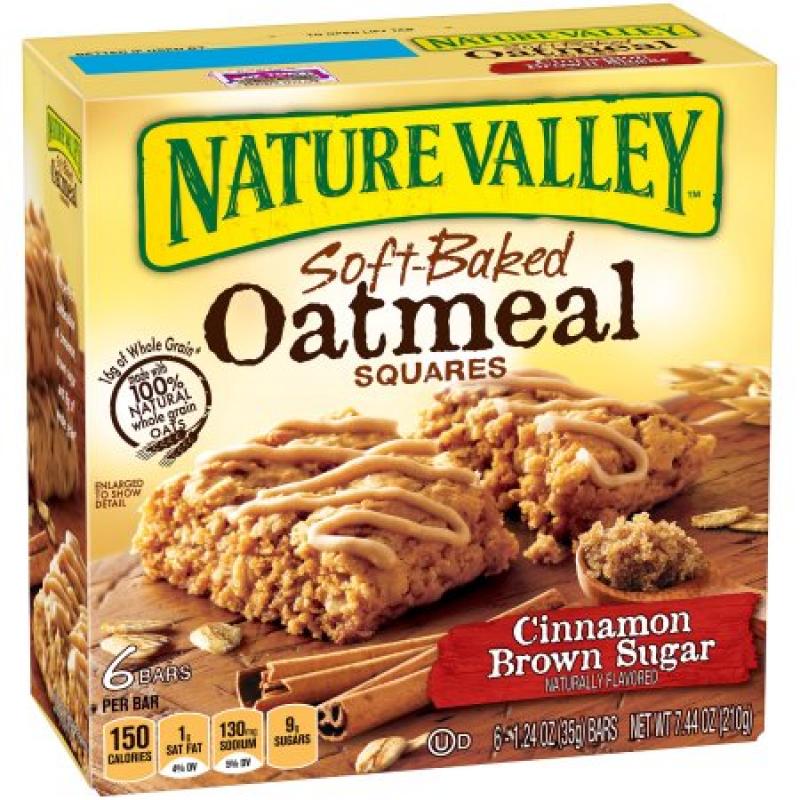 Nature Valley Soft Baked Oatmeal Squares Cinnamon Brown Sugar 1.24 oz Bars 6 ct Box