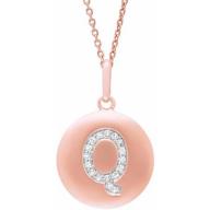 Diamond Accent Rose Gold-Plated Sterling Silver Round Initial "Q" Disc Pendant