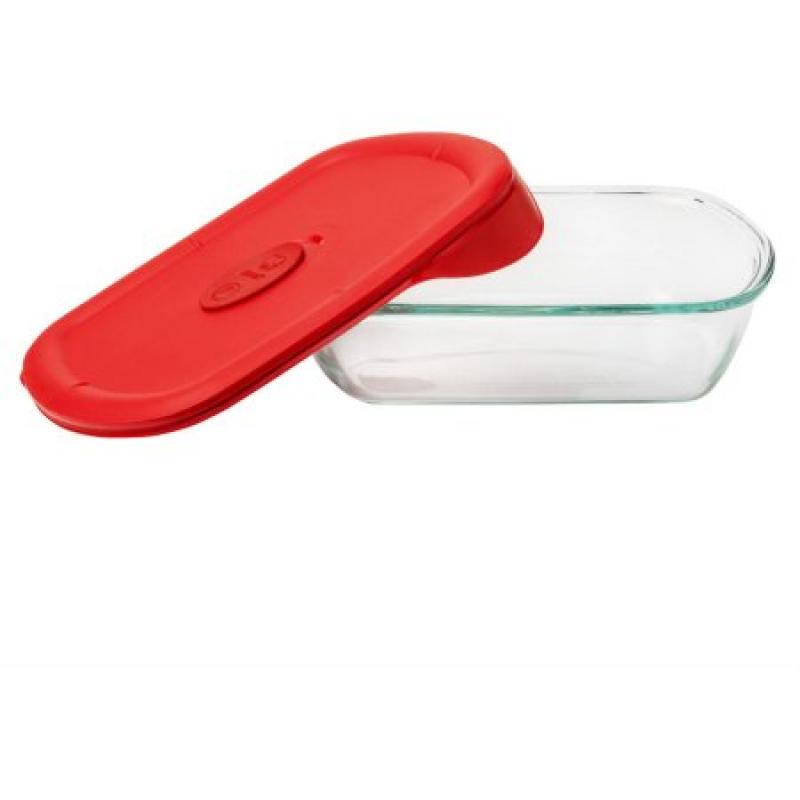 Pyrex Pro 5-Cup Rectangular Storage Dish with Poppy Vented Lid