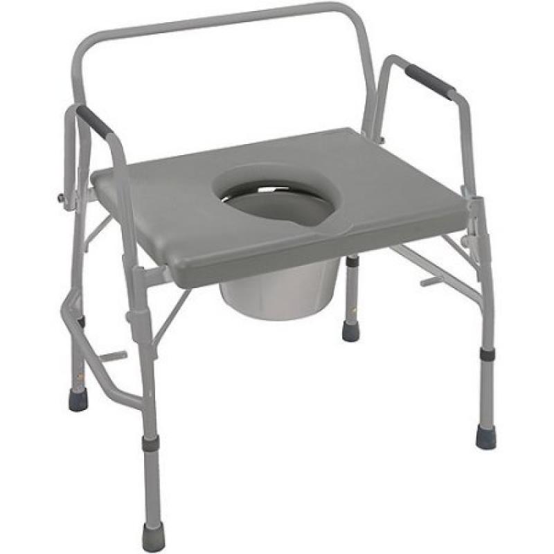 DMI Bariatric Bedside Commode, Extra Wide, Drop Arm, Adjustable, Gray