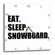 3dRose Eat Sleep Snowboard - snowboarding enthusiast - fun snowboarder sport, Wall Clock, 10 by 10-inch