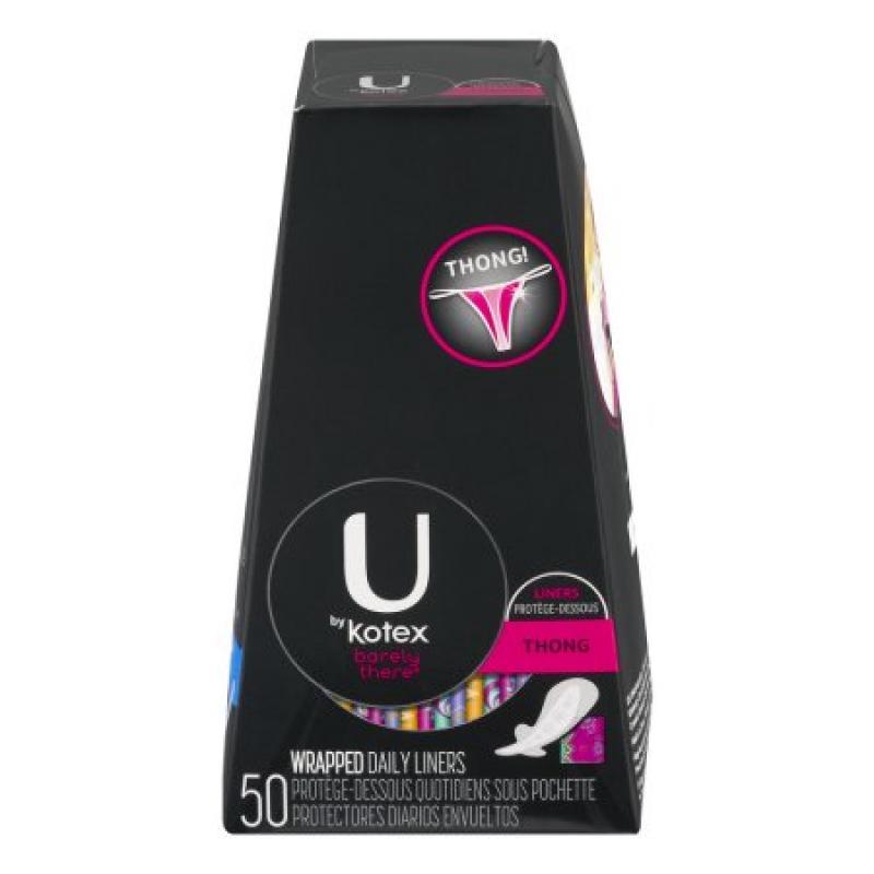 U by Kotex Barely There Panty Liners, Thong, Light Absorbency, Unscented, 50 Count