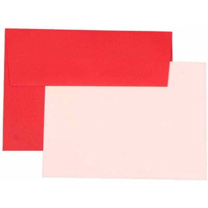 JAM Paper Brite Hue Recycled Personal Stationery Sets with Matching A7 Envelopes, Red, 25-Pack