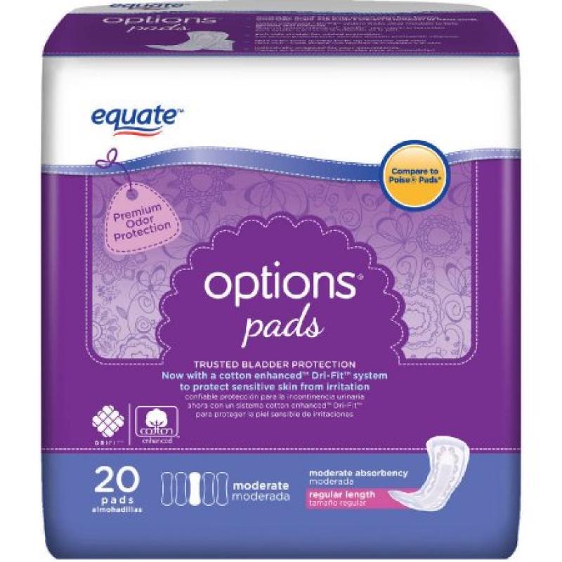 Equate Options Moderate Bladder Control Pads, 20 count