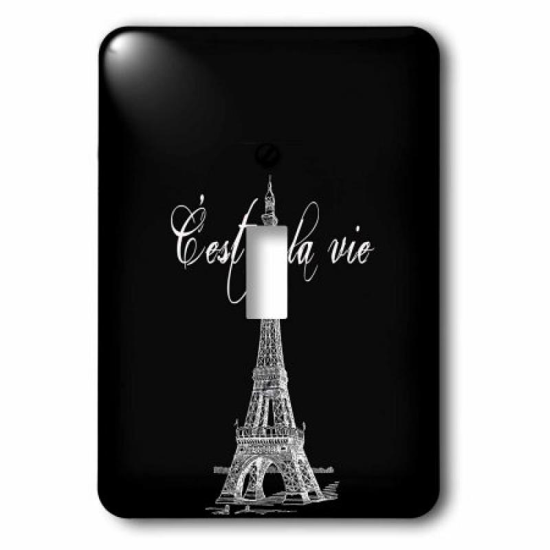3dRose French black and white Eiffel Tower, 2 Plug Outlet Cover