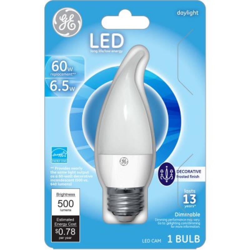 GE 60-Watt Equivalent (Uses 7 Watts) Clear Daylight Decorative LED, 1 Pack