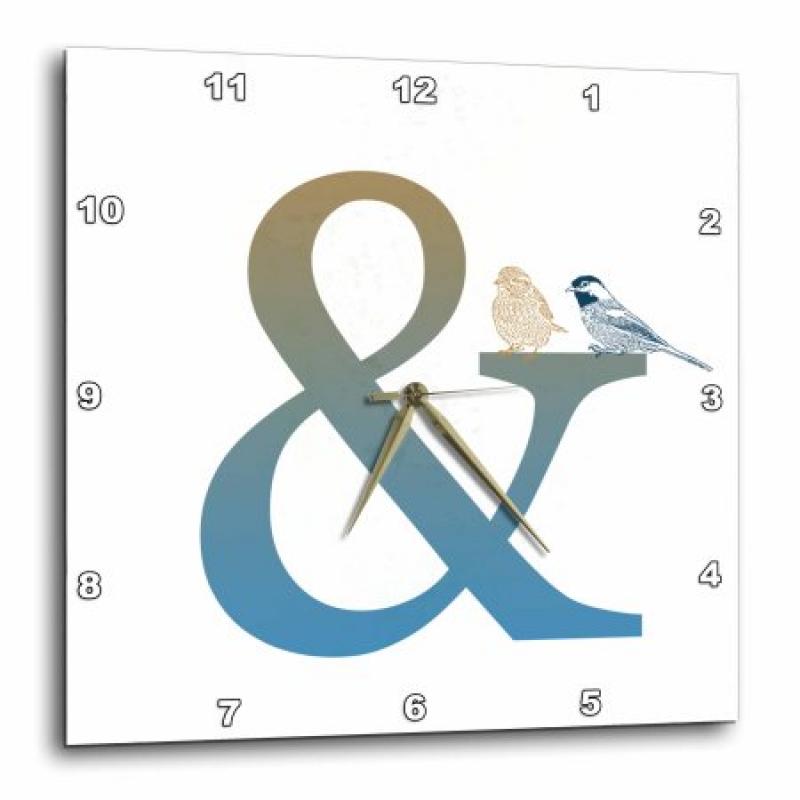 3dRose Ampersand And with Birds, Wall Clock, 10 by 10-inch