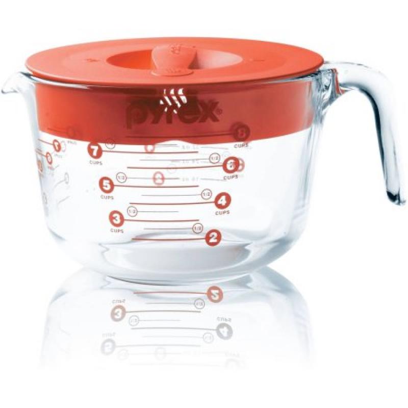 Pyrex Prepware 8-Cup Measuring Cup with Red Plastic Cover