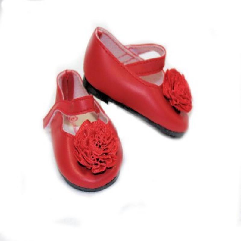 Arianna Red Flower Mary Jane Shoes Fits most 18 inch dolls