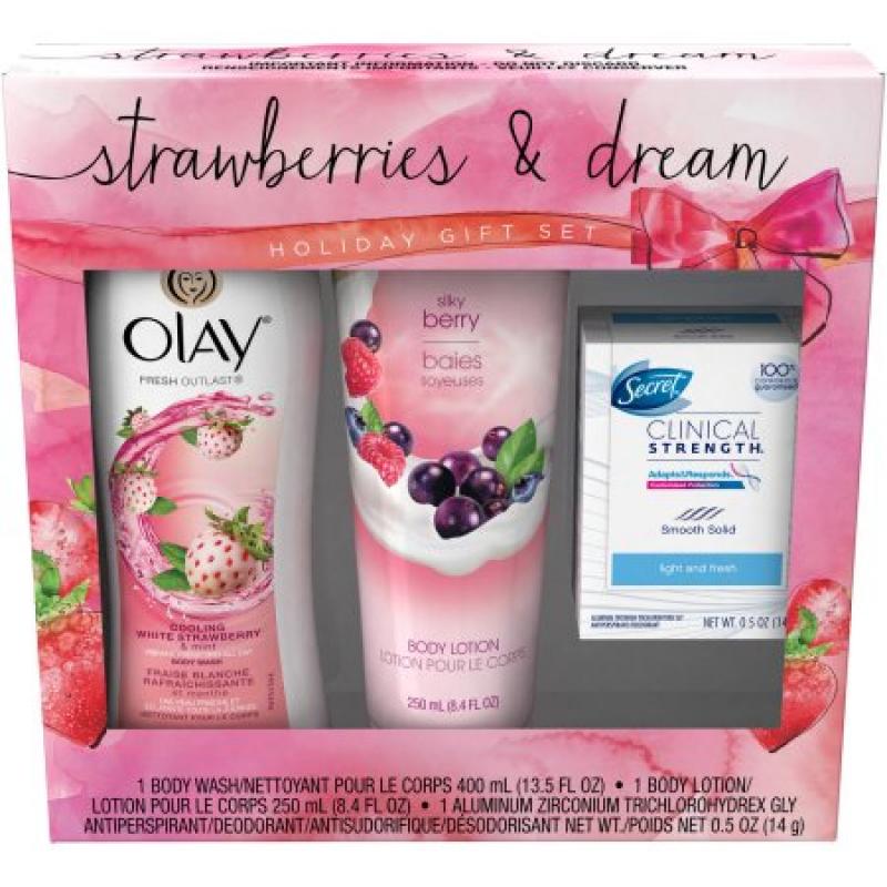 Olay Strawberries & Dream Holiday Gift Set, 3 pc