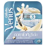 Gillette Venus ComfortGlide Vanilla Crème Scented Women&#039;s Razor Refills, 6 Count