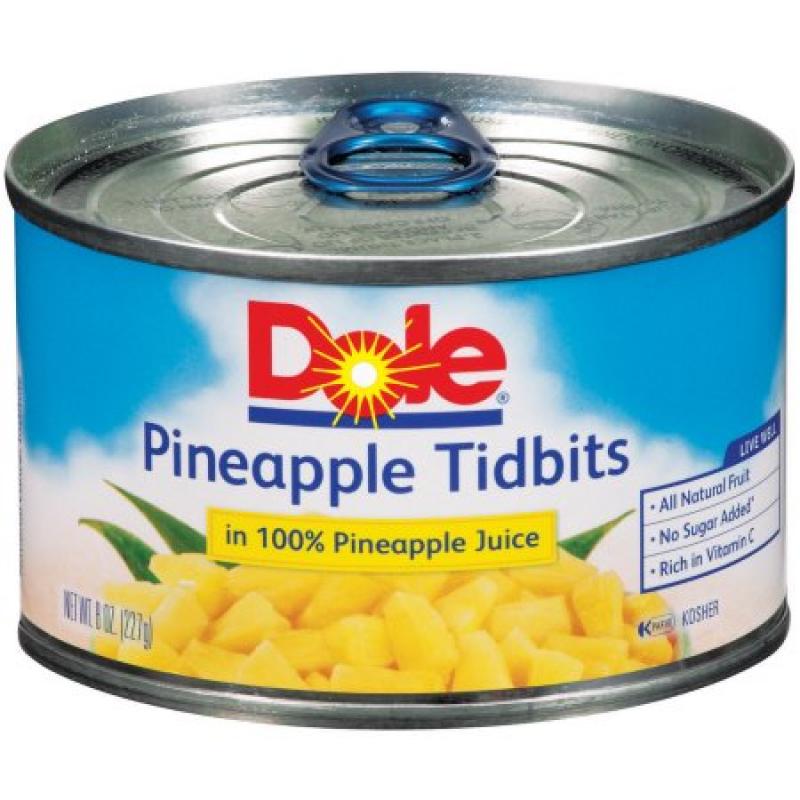 Dole Canned Fruit Tidbits In 100% Pineapple Juice Pineapple 8 Oz Pull-Top Can