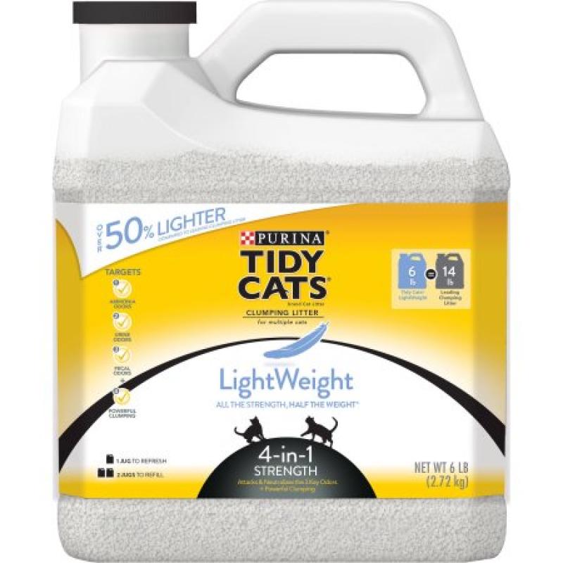 Purina Tidy Cats Clumping Litter, LightWeight 4-in-1 Strength for Multiple Cats, 6 lb. Plastic Jug