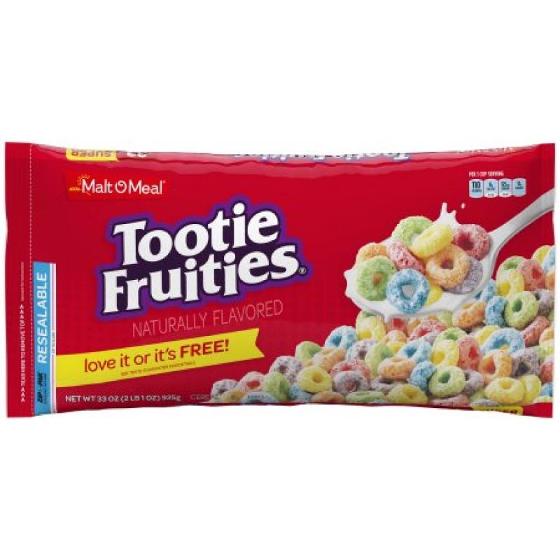 Malt-O-Meal Breakfast Cereal, Tootie Fruities, 33 Oz, Zip Bag