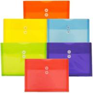 JAM Paper Letter Size 9-3/4" x 11-1/2" Open End Plastic Expansion Envelopes with Button and String Closure, Assorted Primary Colors, 6-Pack