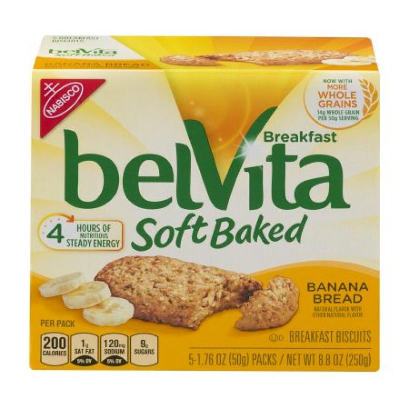 belVita Breakfast Soft Baked Breakfast Biscuits Banana Bread, 1.76 oz, 5 Count